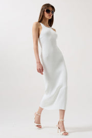 Halter Neck Chain Accessory Cross Strap White Dress