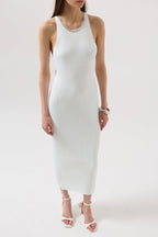 Halter Neck Chain Accessory Cross Strap White Dress