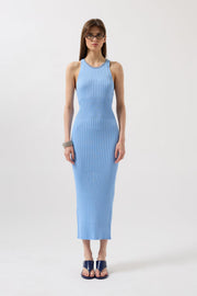 Halter Neck Chain Accessory Cross Straps Baby Blue Dress