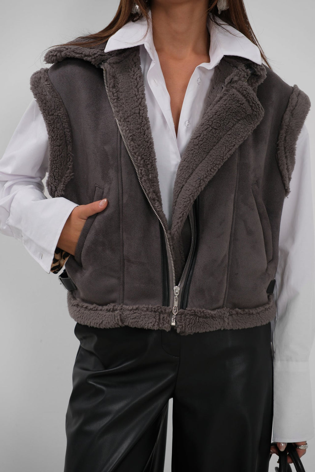 Fur-Lined Nappa Gray Andst