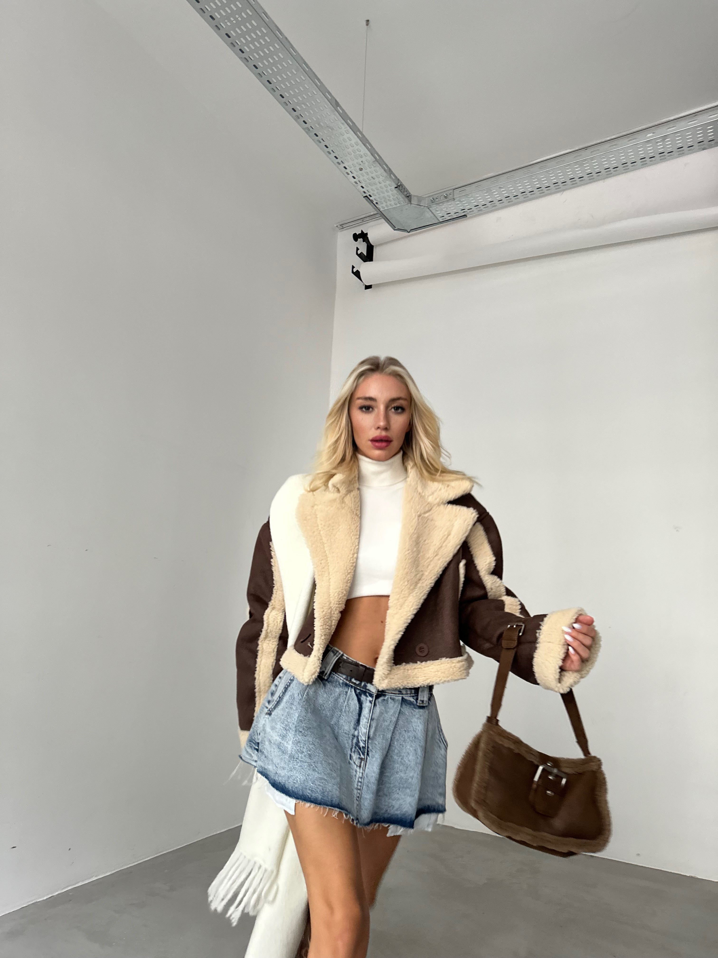 Fur Lined Brown Leather Coat