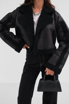 Fur Lined Black Leather Coat
