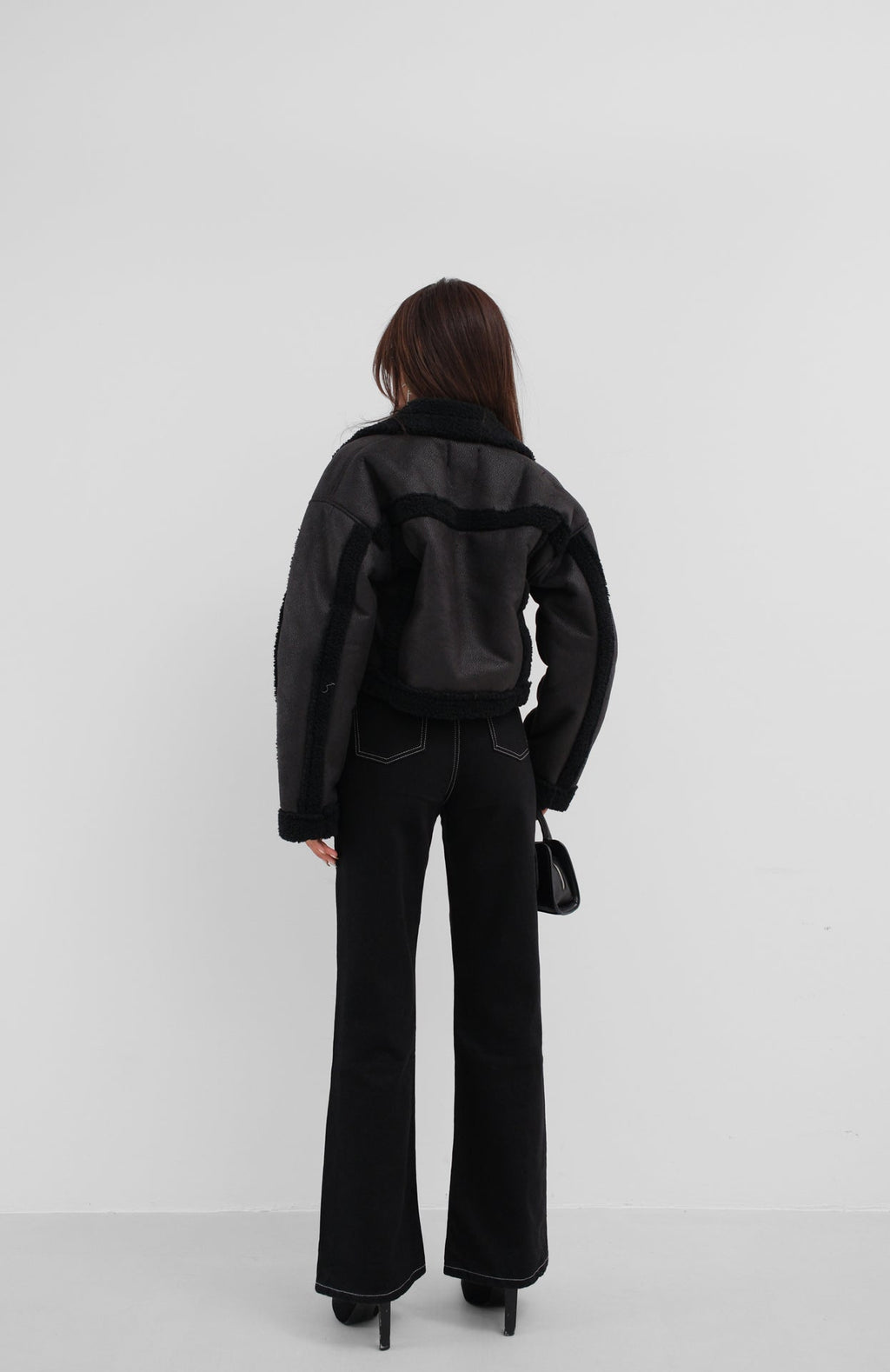 Fur Lined Black Leather Coat