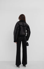 Fur Lined Black Leather Coat
