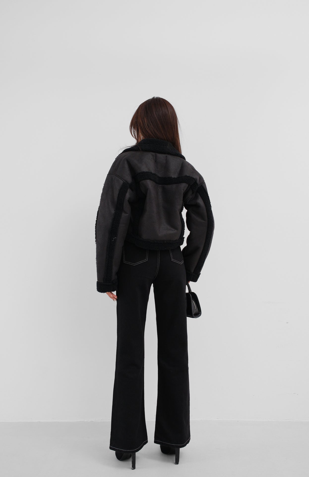 Fur Lined Black Leather Coat