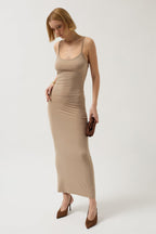 Thin Strap Maxi Beige Dress