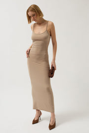Thin Strap Maxi Beige Dress