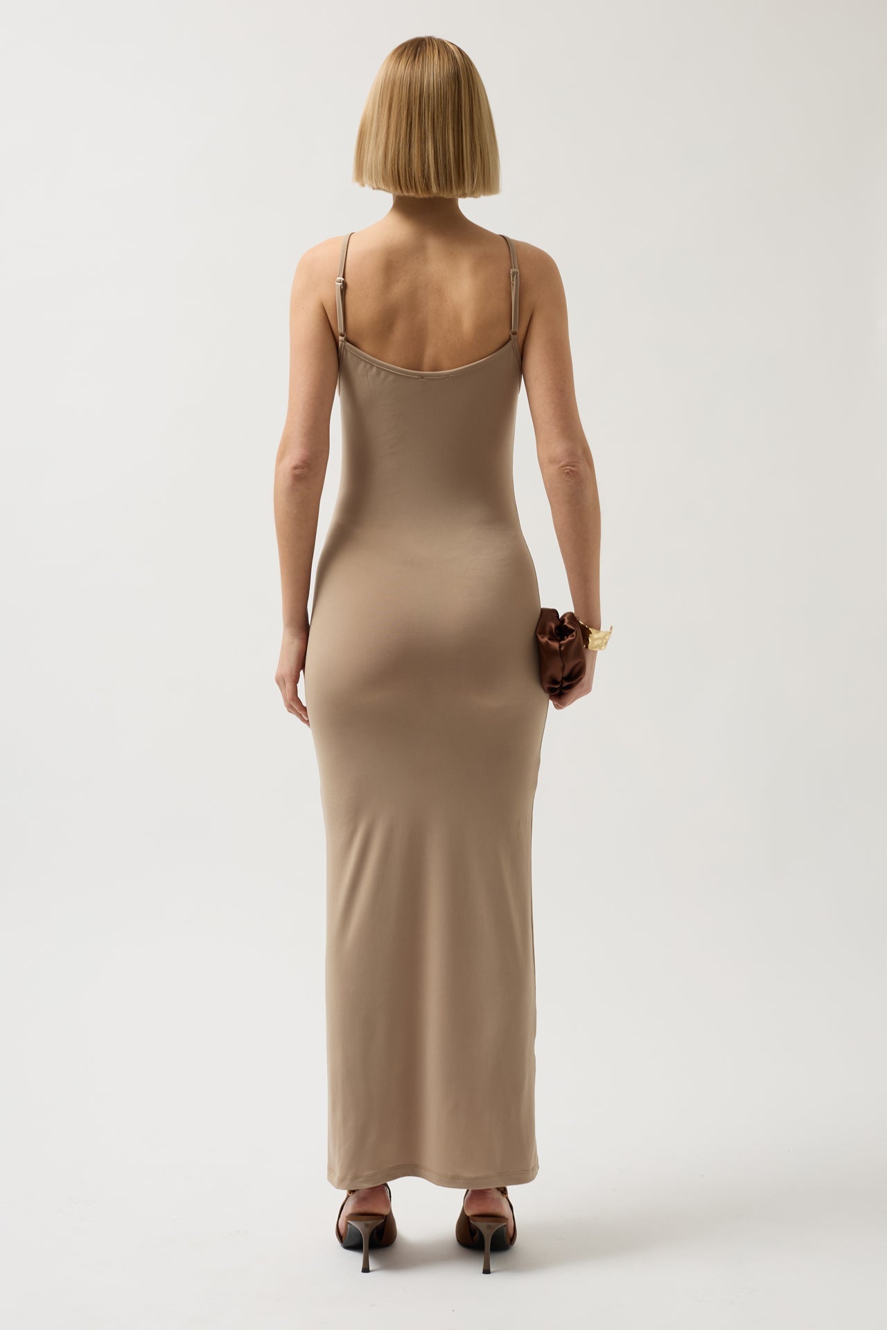 Thin Strap Maxi Beige Dress