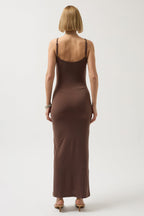 Thin Strap Maxi Brown Dress