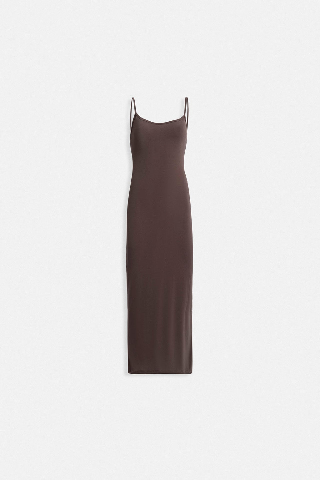 Thin Strap Maxi Brown Dress