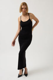 Thin Strap Maxi Black Dress