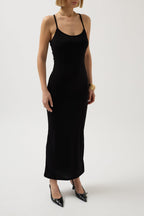 Thin Strap Maxi Black Dress