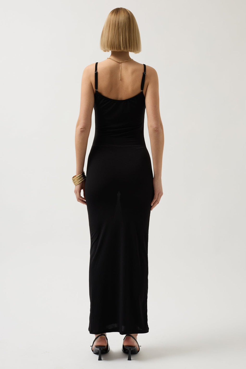Thin Strap Maxi Black Dress