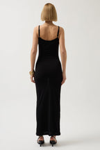 Thin Strap Maxi Black Dress