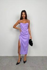 Thin Strap Satin Lilac Dress