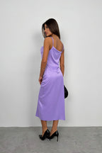 Thin Strap Satin Lilac Dress