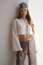 Thin Belt Tie Detail Brown Pants