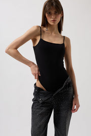 Black Bodysuit with Rope Straps
