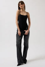 String Strap Black Bodysuit