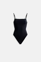 String Strap Black Bodysuit
