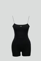 String Strap Black Short Jumpsuit