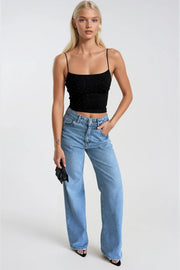 Black Blouse with Rhinestone Straps