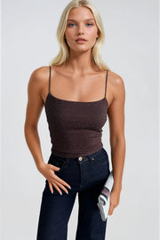 Strap Detailed Brown Blouse