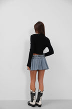 Ispanyol Sleeve Yirtik Detail Black Cardigan