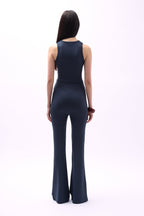 Flare Leg Slit Anthracite Leggings