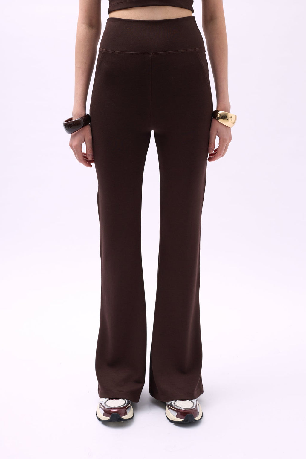 Flare Leg Slit Brown Leggings