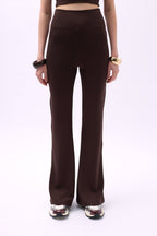 Flare Leg Slit Brown Leggings