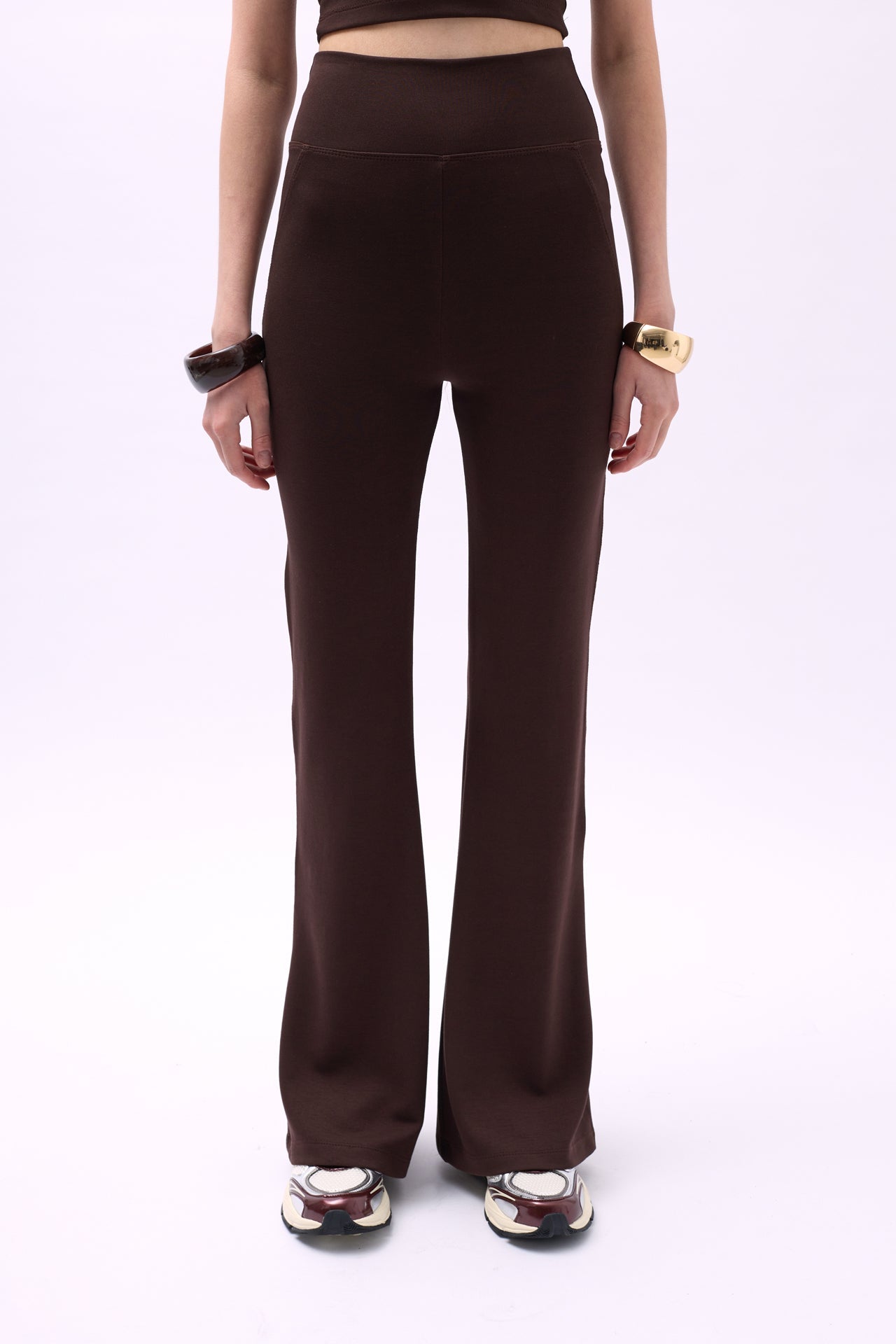 Flare Leg Slit Brown Leggings