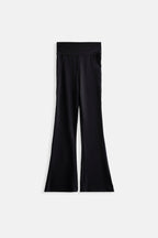 Flare Leg Slit Black Leggings