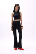 Flare Leg Slit Black Leggings