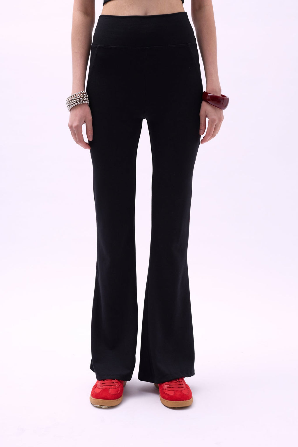 Flare Leg Slit Black Leggings