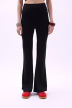 Flare Leg Slit Black Leggings