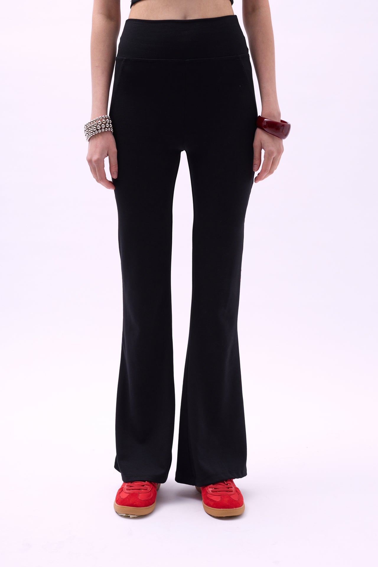 Flare Leg Slit Black Leggings