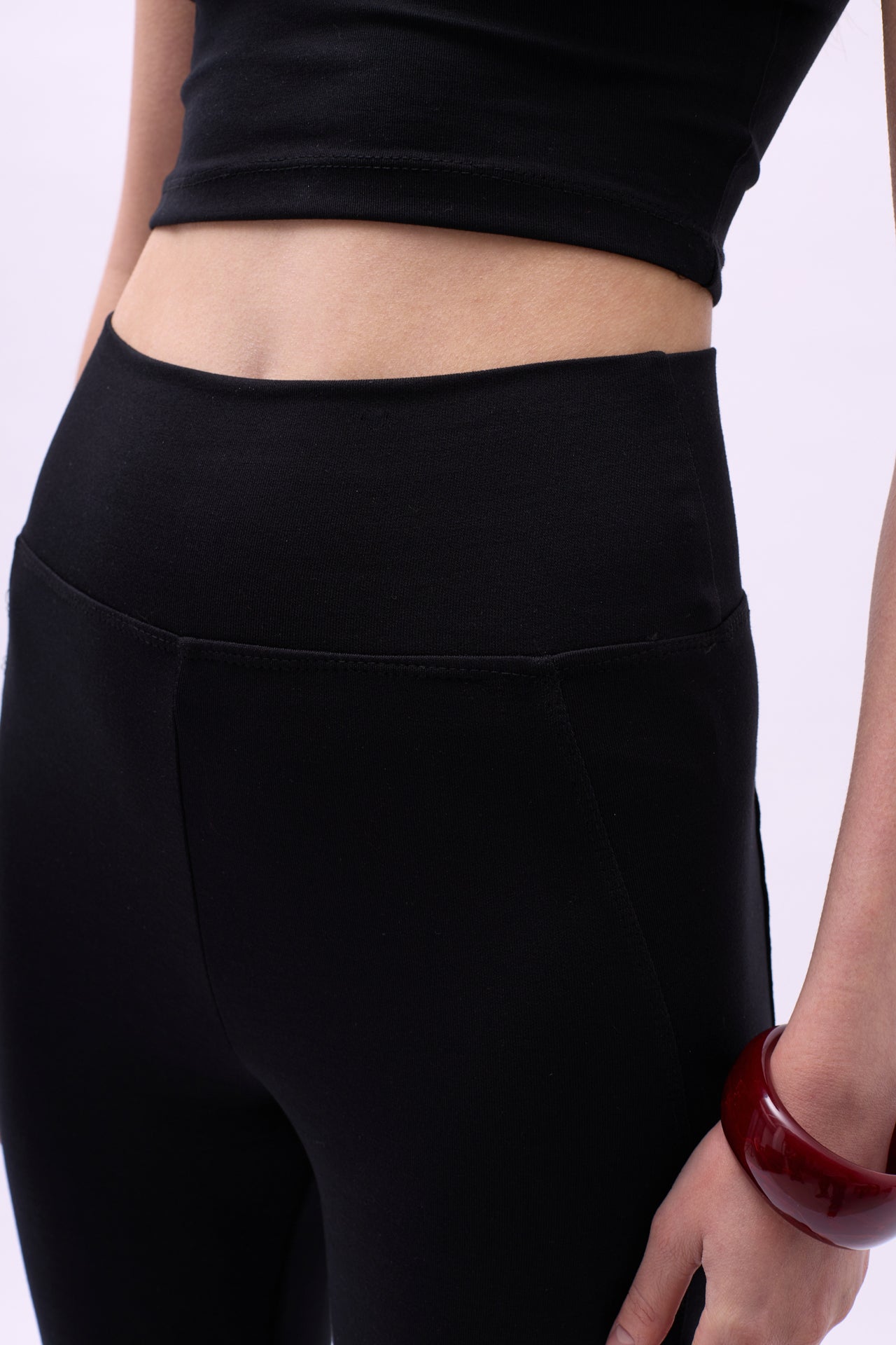 Flare Leg Slit Black Leggings