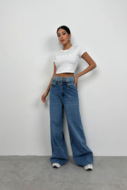 Embossed Printed Lycra White T-Shirt
