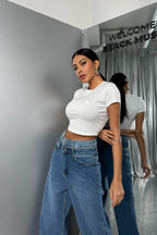 Embossed Printed Stretch White T-Shirt