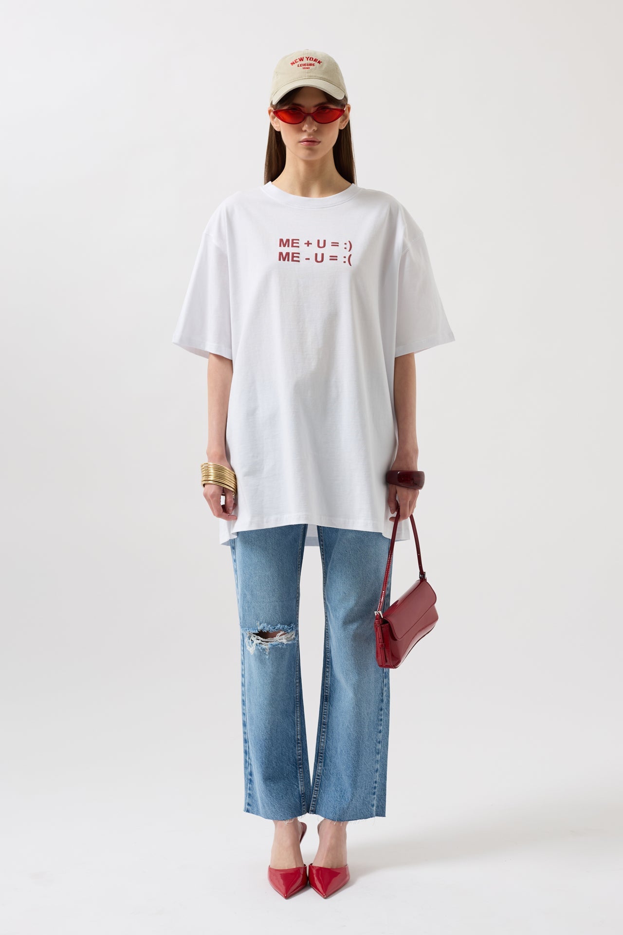Embossed Printed White T-Shirt