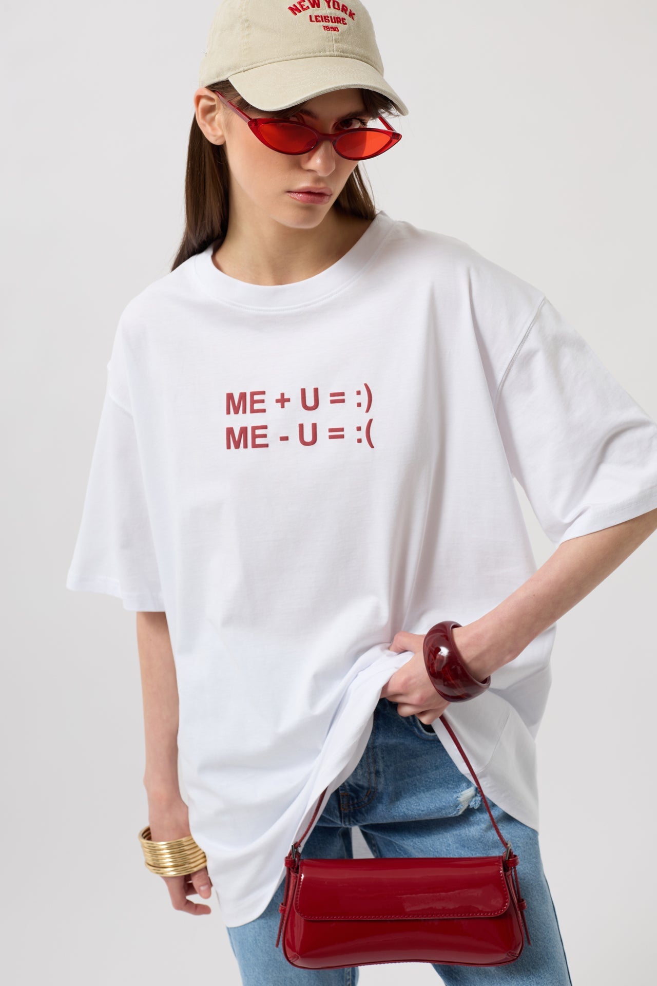 Embossed Printed White T-Shirt