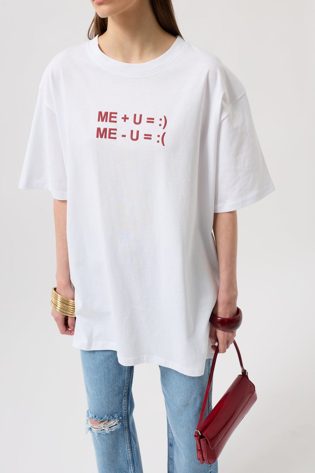 Embossed Printed White T-Shirt