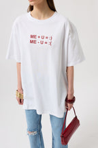 Embossed Printed White T-Shirt