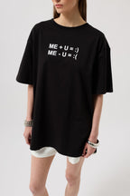 Embossed Printed Black T-Shirt