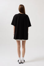 Embossed Printed Black T-Shirt