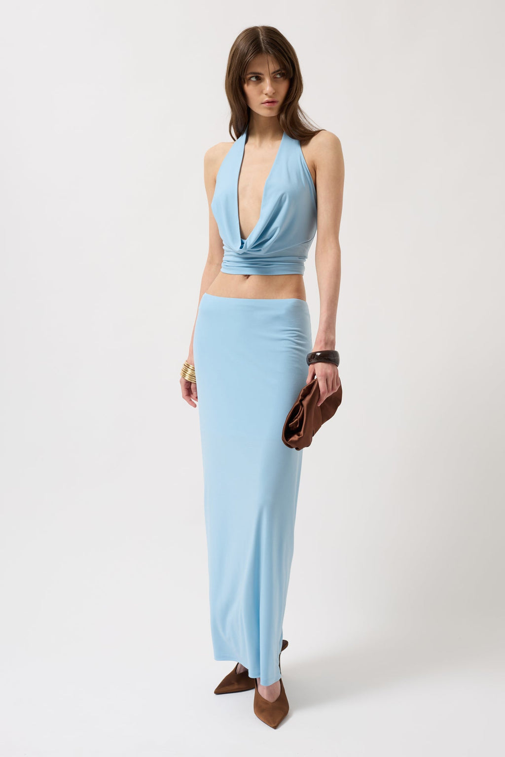 Pencil Midi Baby Blue Skirt