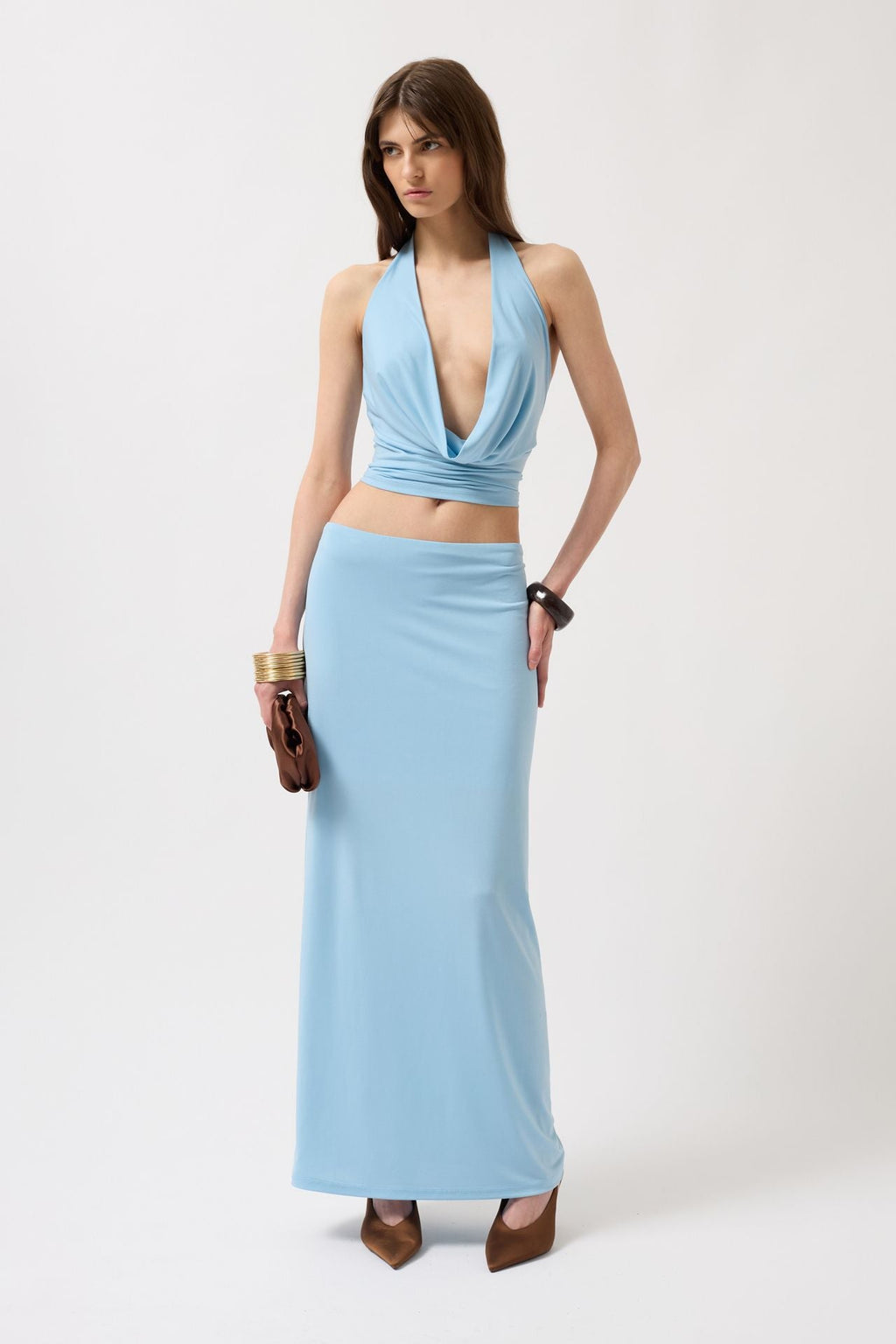 Pencil Midi Baby Blue Skirt