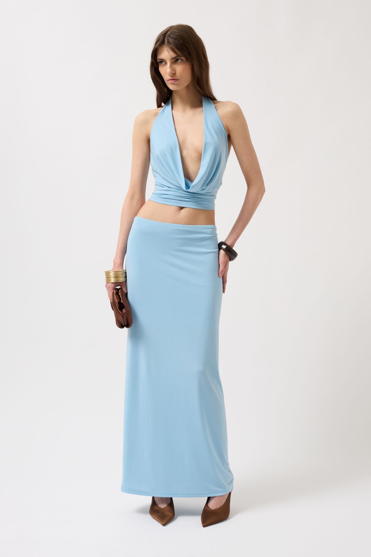 Pencil Midi Baby Blue Skirt