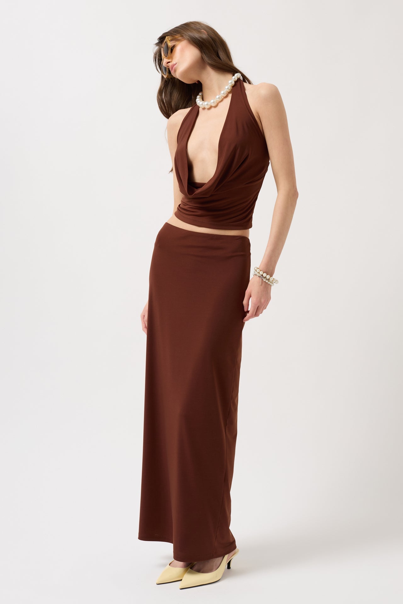 Pencil Midi Brown Skirt